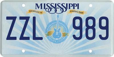 MS license plate ZZL989