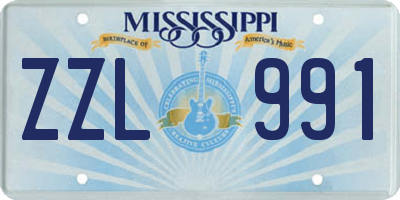 MS license plate ZZL991