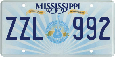 MS license plate ZZL992