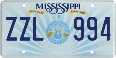 MS license plate ZZL994