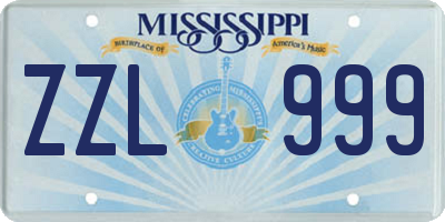 MS license plate ZZL999