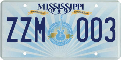 MS license plate ZZM003