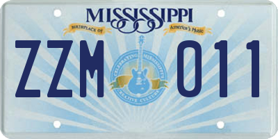 MS license plate ZZM011