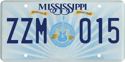 MS license plate ZZM015