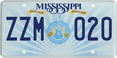 MS license plate ZZM020