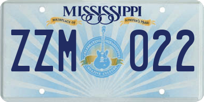 MS license plate ZZM022