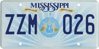 MS license plate ZZM026