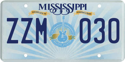 MS license plate ZZM030
