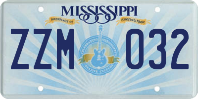 MS license plate ZZM032