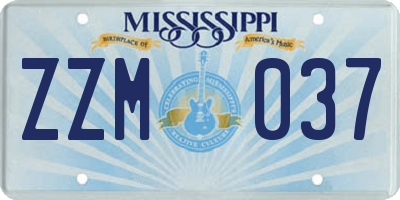 MS license plate ZZM037