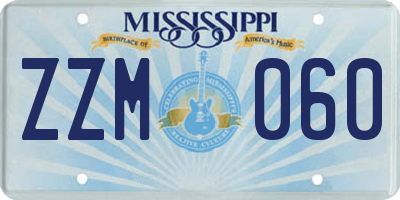 MS license plate ZZM060