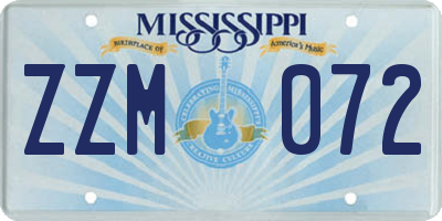 MS license plate ZZM072