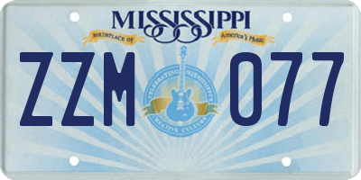 MS license plate ZZM077