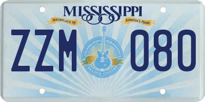MS license plate ZZM080