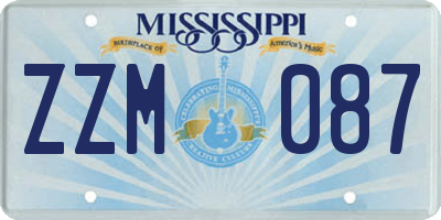 MS license plate ZZM087