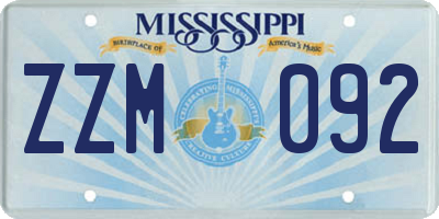 MS license plate ZZM092