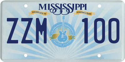 MS license plate ZZM100