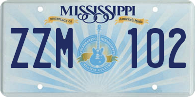 MS license plate ZZM102