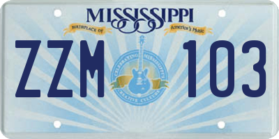 MS license plate ZZM103