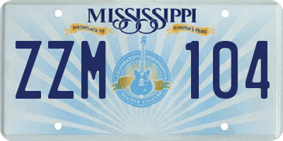 MS license plate ZZM104