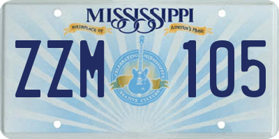 MS license plate ZZM105
