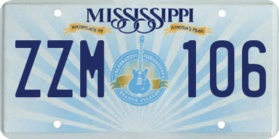 MS license plate ZZM106