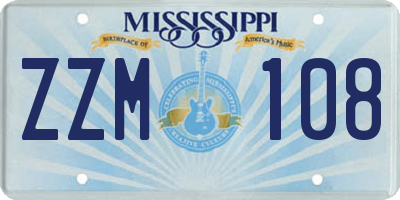 MS license plate ZZM108