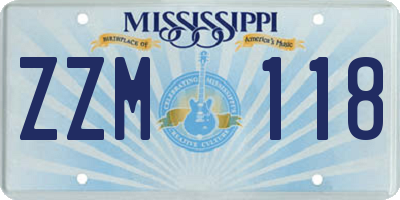 MS license plate ZZM118