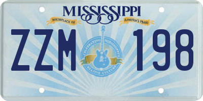 MS license plate ZZM198