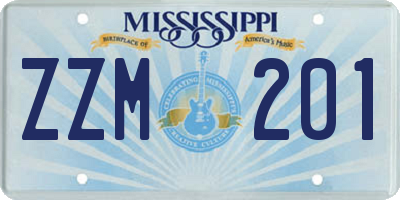 MS license plate ZZM201