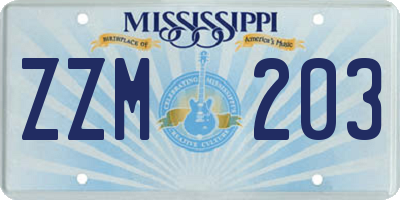 MS license plate ZZM203