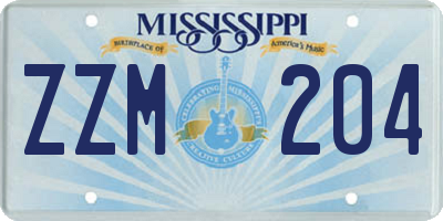 MS license plate ZZM204