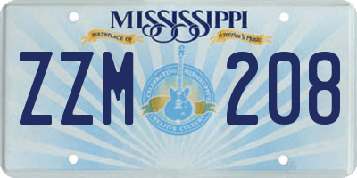 MS license plate ZZM208