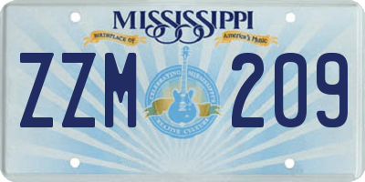 MS license plate ZZM209