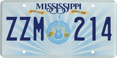 MS license plate ZZM214
