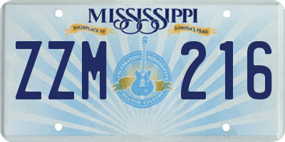 MS license plate ZZM216