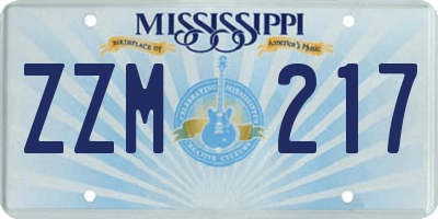 MS license plate ZZM217