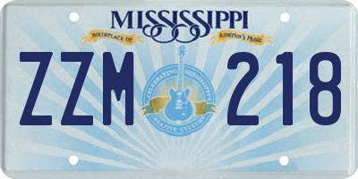 MS license plate ZZM218