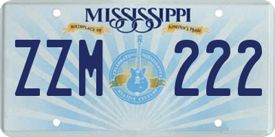 MS license plate ZZM222