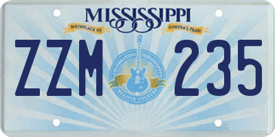 MS license plate ZZM235