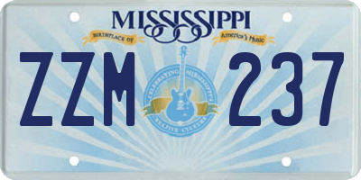 MS license plate ZZM237