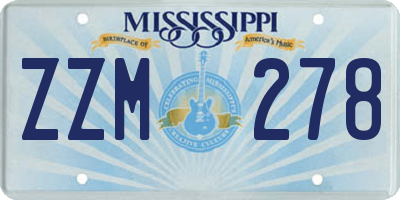 MS license plate ZZM278