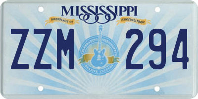 MS license plate ZZM294