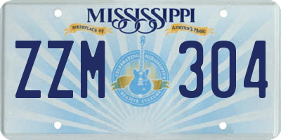MS license plate ZZM304