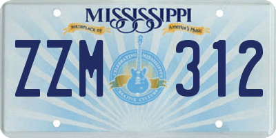 MS license plate ZZM312
