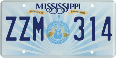 MS license plate ZZM314