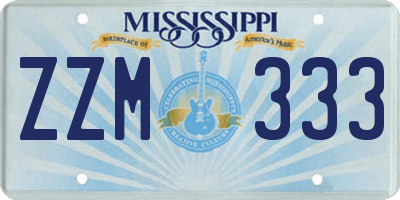 MS license plate ZZM333