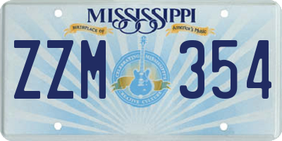 MS license plate ZZM354