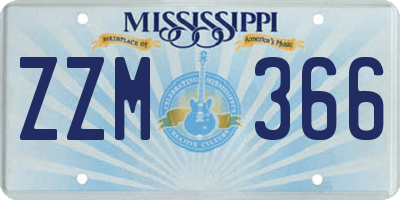 MS license plate ZZM366