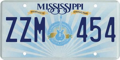 MS license plate ZZM454